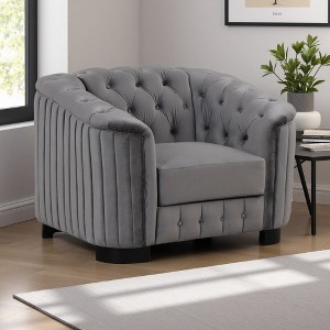 41.5" Velvet Modern Single Sofa Chair with Thick Removable Cushion - 1 of 4