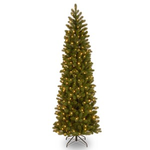 Prelit Slim Downswept Douglas Fir Artificial Christmas Tree Dual Color Lights - National Tree Company - 1 of 4