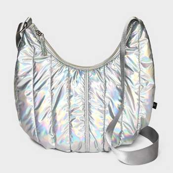 Girls' Puffer Crossbody Bag - art class™ Silver
