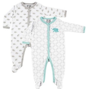 Luvable Friends Baby Cotton Snap Sleep and Play 2pk, Elephant - 1 of 3