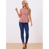 INSPIRE CHIC Women's Elegant Round Neck Cap Sleeve Solid Color Peplum Blouses - 3 of 4