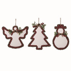 Transpac Floral Multicolor Christmas Silhouette Set of 3 Tree Ornaments Plastic Holiday Decor - 1 of 2