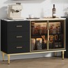 46.4" Fluted Buffet Sideboard Cabinet with Faux Marble Top, Large Kitchen, Dining Room Storage with 2 Glass Doors, 3 Drawers Adjustable Shelves - 2 of 4