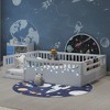 JUJABU Full Wood Floor Bed Frame with High Rails, Built-In Light & Storage Shelf for Kids - 3 of 4