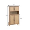 4 Door Storage Cabinet,Rattan Woven Doors Organizer with Adjustable Shelves,Tall Modern Accent Cabinet for Living Room Dining Room-Cuddlewood - 4 of 4