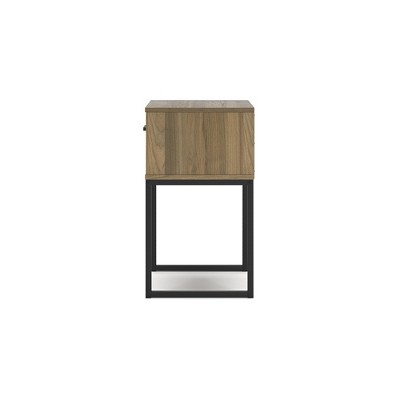 Deanlow Honey Brown and Black 1-Drawer Nightstand