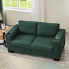 VASIP 67" Modern 2-Seater Loveseat, Soft Polyester Upholstered with Cup Holder and Storage Compartment, Square Arm,for Living Room,Green - 3 of 4