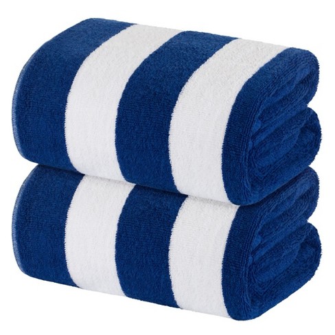 White Blue Stripe Satin Border Wholesale Organic Towels Manufacturer