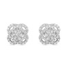 Haus of Brilliance Silver 1/2 cttw Round-cut Diamond Floral Cluster and Halo Stud Earring - 3 of 4