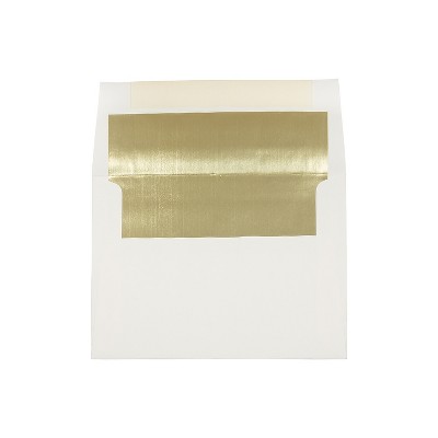 JAM Paper A7 Foil Lined Invitation Envelopes 5.25 x 7.25 Ecru with Gold Foil 2354150