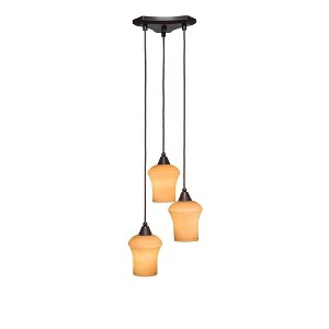 Toltec Lighting Europa 3 - Light Pendant in  Dark Granite with 5.5" Zilo Cayenne Linen  Shade - 1 of 1