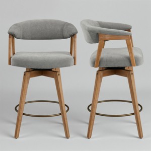 Art Leon Set of 2 Swivel Upholstered Counter Height Barstool - 1 of 4