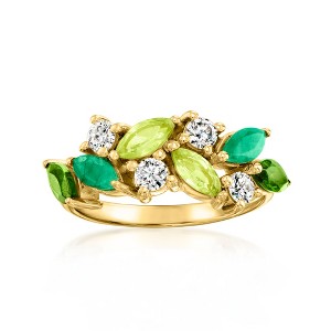 Ross-Simons 1.40 ct. t.w. Multi-Gemstone and .43 ct. t.w. Lab-Grown Diamond Cluster Ring in 18kt Gold Over Sterling - 1 of 4