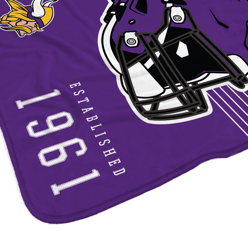 NFL Minnesota Vikings Helmet Stripes Flannel Fleece Blanket, 3 of 4