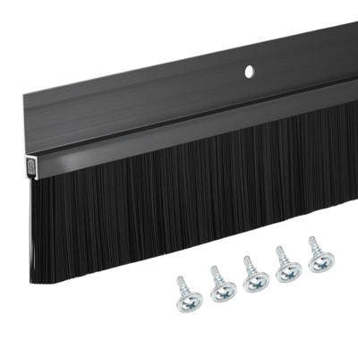 Unique Bargains Aluminum Nylon Door Brush Bottom Sweeps 35.46" x 2.68" Black 1 Pc