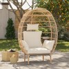500 Lbs Capacity Oversized Wicker Egg Chair, All-Weather Rattan Egg Lounge Chairs for Living Room, Outdoor Oversized Egg Chair Indoor w/5 Cushions - 2 of 4
