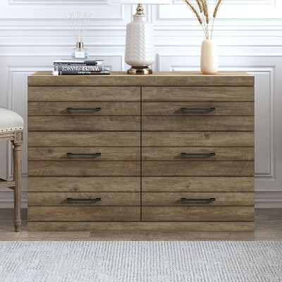Galano Hamsper 6 Drawer Dresser (Interlock) - Knotty Oak