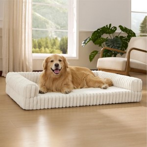 APRILSOUL Waterproof Memory Foam XL Pet Bed with Sides, Non-Slip and Egg-Crate Washable Removable Corduroy Cover - 1 of 4