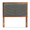 Twin Iden Fabric Upholstered Wood Headboard Dark Gray/Walnut Brown - Baxton Studio: Chevron Tufted, Adjustable Height - 2 of 4
