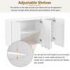 Modern Cream Style Shoe Cabinet With 3 Wave Doors, Sideboard With Adjustable Shelves, 5 Solid Wood Legs, Storage Cabinet For Living Room Hallway - 3 of 4