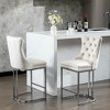 Resenkos Counter Bar Stools, Counter Stool,26" Counter Height Bar Stools Set of 2 with Button Back and Metal Base Legs(White,2 Pack) Beige - 3 of 4