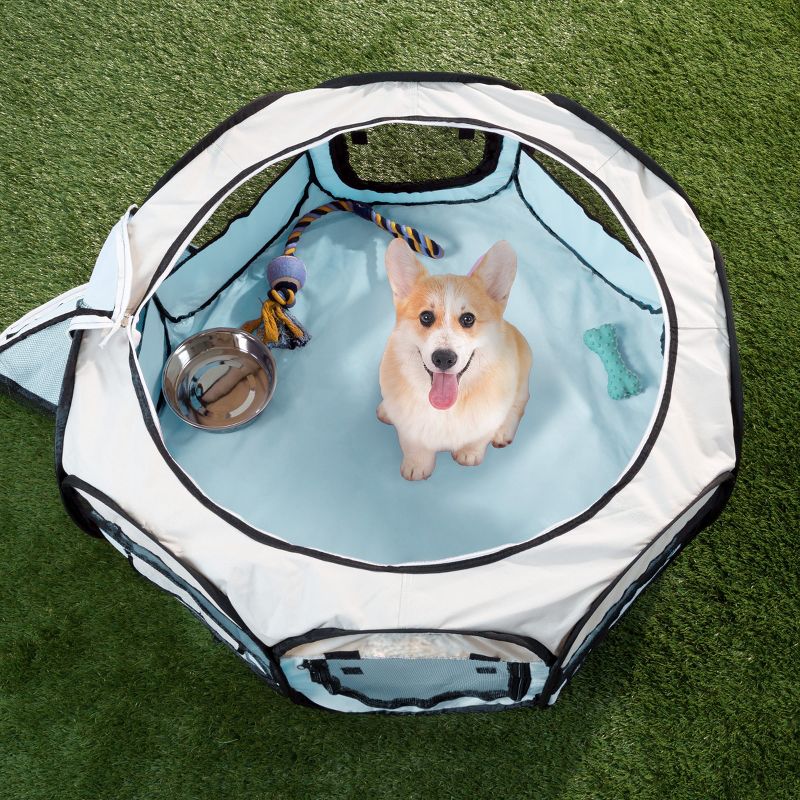 Pet Adobe Portable Pop-Up Pet Play Pen for Indoor and Outdoor Use - Blue, 3 of 5