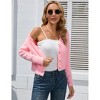 Coolmee Women's Furry Cropped Cardigan Long Sleeves Open Front V-Neck Button Down Casual Knit Sweater Coat - 4 of 4