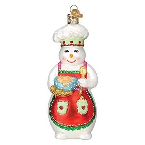Old World Christmas Glass Blown Ornament for Christmas Tree, Snow Woman Chef - 1 of 4