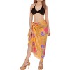 LA LEELA Women's Beachwear Summer Bikini Wraps Beach Wrap Sarong Coverups Skirt Swimsuit Swimwear Swim Cover Ups for Womens One Size Orange,Floral - 2 of 4