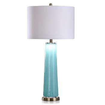 Galaxia Contemporary Art Glass Table Lamp with LED Night Light Base and Shade White - StyleCraft