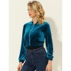 INSPIRE CHIC Women's Velvet Stand Collar Long Sleeve Crop Zip-Up Jacket - image 3 of 4