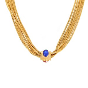 Necklace Layered for Women - HTUTWOO™ 18k Gold Color Titanium Steel, Multi-layer Chain Necklace Retro Color Zircon Women Pendant Necklaces - 1 of 4