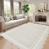 10x13 Scalloped Washable Area Rug, Low-Pile Soft Non-Slip Indoor Carpet for Living Room, Bedroom, Beige - 2 of 4