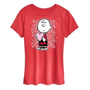 Women's - Peanuts - Charlie Brown Xoxo Short Sleeve Graphic T-Shirt - 1 of 4