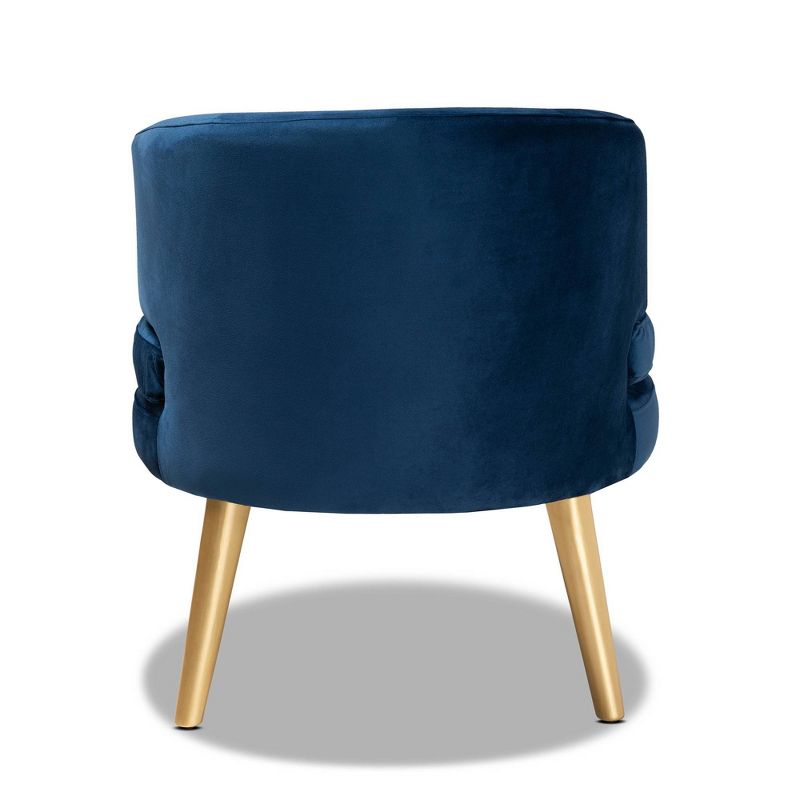 Baptiste Glam and Luxe Velvet Fabric Upholstered Wood Accent Chair - Baxton Studio, 5 of 9