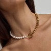 Pompeii3 18k Yellow Gold Plated Fresh Water Pearl And Curb Link Necklace 18" Toggle Clasp - 3 of 4