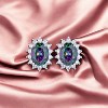 Slickblue Petite Royal Oval Earrings – Rhodium Plated, Silvertone Finish, 6 Color Options - 2 of 3