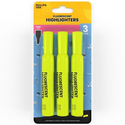 Fluorescent Highlighter Pen - Yellow, 3 Pack, Chisel-tip (36 Packs)