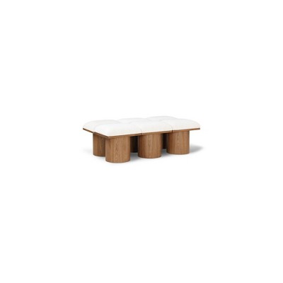 Meridian Furniture,Pavilion Cream Boucle Fabric Bench