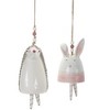 Bunny & Hedgehog Pastel Hanging Bell Ornaments – 7" Tall (4-Piece Set) by Melrose - 2 of 3