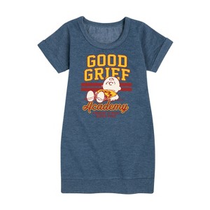 - Peanuts - Good Grief Academy Graphic Short Sleeve Fleece Dress - 1 of 4