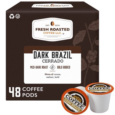 Fresh Roasted Coffee - Dark Brazil Cerrado Med-Dark Roast Single Serve Pods - 48CT