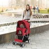 Costway 4 Wheel Pet Stroller w/ Storage Basket & Tray Adjustable Canopy Pets Burgundy - 2 of 4