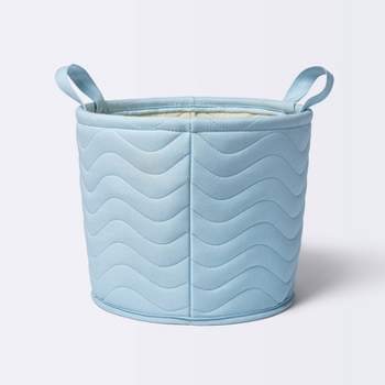 Quilted Fabric Medium Round Storage Basket - Blue - Cloud Island™