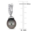 EVERLY JEWELRY | Sterling Silver 8.5 - 9 MM Black Tahitian Cultured Pearl and 3/8 CT TGW White Topaz Drop Cuff Earrings - 3 of 4