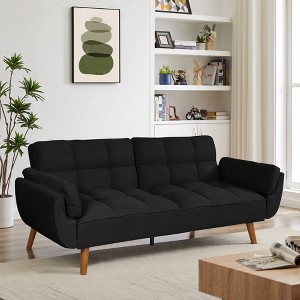 Sapphtopaz 75" Velvet Couch for Living Room, Adjustable Backrest Loveseat Sofa, Soft Upholstered Wood Frame Furniture for Small Spaces - 1 of 4