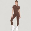 Anna-Kaci Active Women's Short Sleeve High Neck Open Back Zip-Up Jumpsuit with Fitted Silhouette and Scrunch Back Detail - 3 of 4