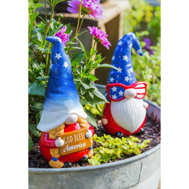 Evergreen Flag Beautiful Americana Ceramic Gnome Garden Statue - 4 x 4 x 10 Inches, 2 of 4
