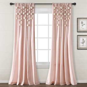 Lush Decor Boho Pom Pom Tassel Linen Window Curtain Panel Blush Single 52X95 - 1 of 4