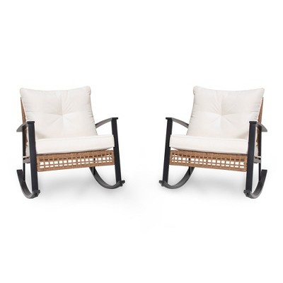 LAUSAINT HOME Wicker Outdoor Rocking Chair（2-piece/ 1-piece）